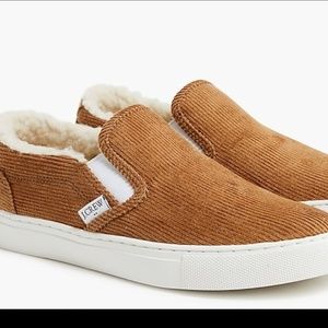 J.Crew Factory Corduroy slip-on sneakers with sherpa lining